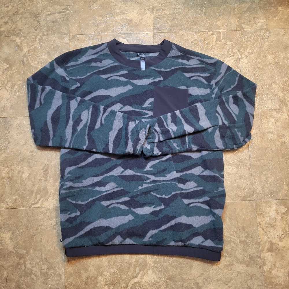 Adidas Texture Print Crew Neck Golf Pullover Shirt Mens Medium Camo Long Sleeve